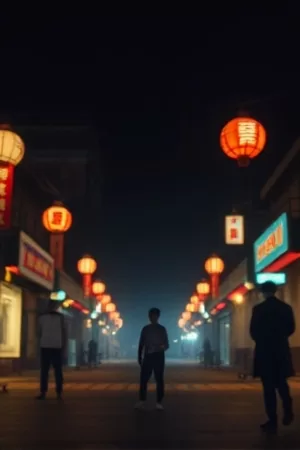 拾光影的人海报：露天放映机射向夜空的光束
