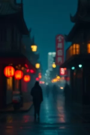 橘色信号灯海报：铁轨旁亮着的橘色信号灯